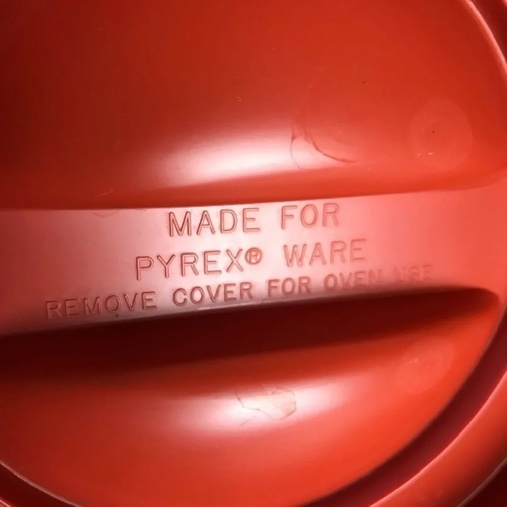 Vintage PYREX CANISTER Rust orange Lid GLASS STORAGE Container‎ See-N-Store MCM